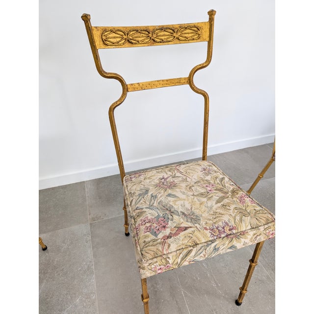 Gold Wrought Iron Chairs, 1980s, Set of 4 For Sale - Image 9 of 14