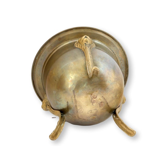 Mid 20th Century English Footed Brass Planter With Lion's Heads For Sale - Image 5 of 5