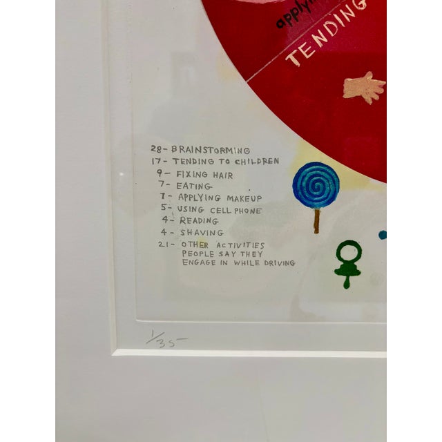 1990s Vintage Greg Colson 'Activities While Driving' Limited Edition Framed Lithograph 1/35 For Sale - Image 5 of 12