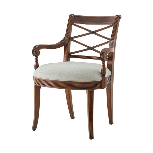 Wood Regency Style Mahogany Armchairs- Set of 2 For Sale - Image 7 of 8