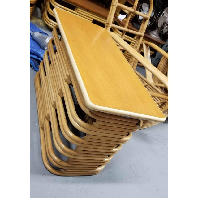 Restored MCM Frankl Style Six-Strand Rattan Sofa, Table, Chair Livingroom Set For Sale - Image 14 of 14
