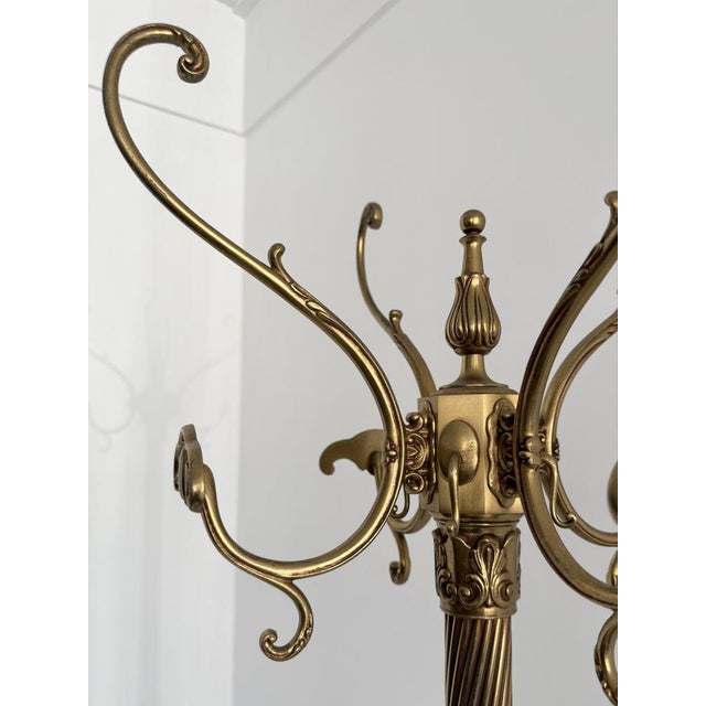 Metal Italian Brass Hall Tree with Onyx Marble Base, 1960s For Sale - Image 7 of 18