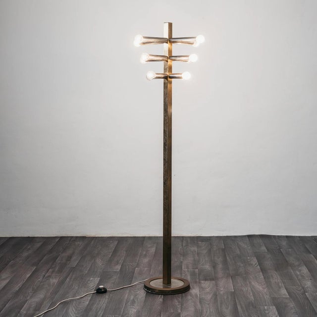 Brass 12-Light Floor Lamp in the style of Gaetano Sciolari, 1970ss For Sale - Image 4 of 8