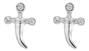 .925 Sterling Silver Diamond Accent Knife Earrings (H-I Color, I2-I3 Clarity)