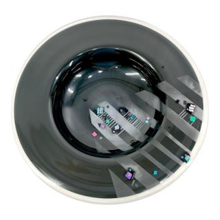 David Garcia Postmodern Fused Art Glass Charger Display Bowl For Sale