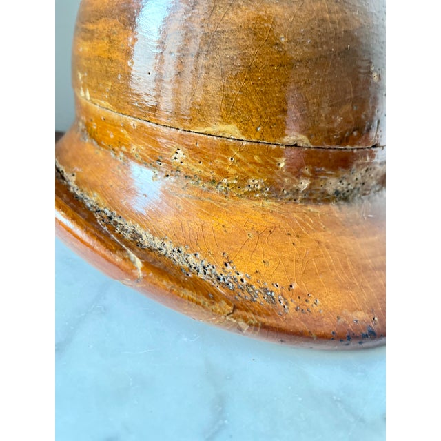 Antique Wooden Bowler Hat Block Mold, Early 20th Century For Sale - Image 9 of 10