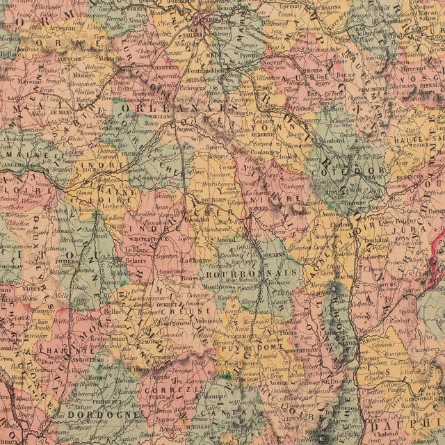 1970's Large Vintage France Map For Sale - Image 4 of 10