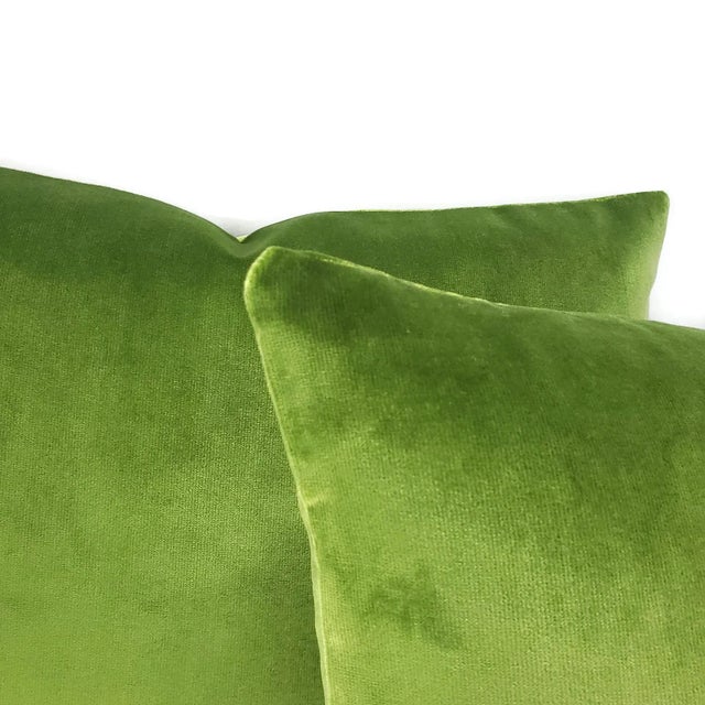 Light Moss Green Plush Velvet Pillow Cover For Sale - Image 4 of 7