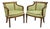 Antique Italian Regency Distress Carved Walnut Barrel Back Club Arm Chair, Pair For Sale