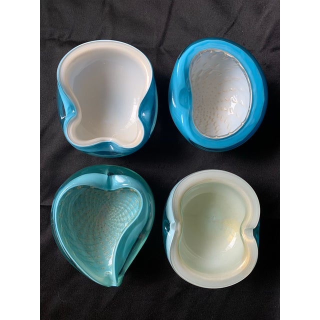 Blue Curated Collection of Murano Art Glass Bowls by Alfredo Barbini in Shades of Blue Set of 4 For Sale - Image 8 of 12