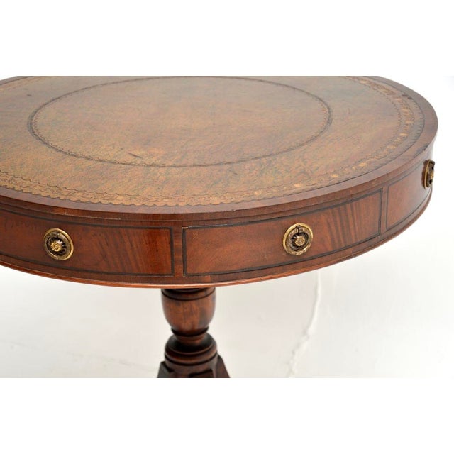 Antique Regency Style Leather Top Drum Table, 1890 For Sale - Image 9 of 12