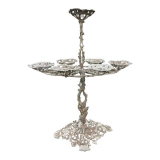 Vintage French Style Multi-Tier Cast Iron Plant Stand or Epergne For Sale