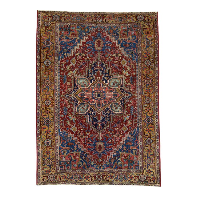 Antique Heriz Rug 7'3" x 10'3" #17098 For Sale