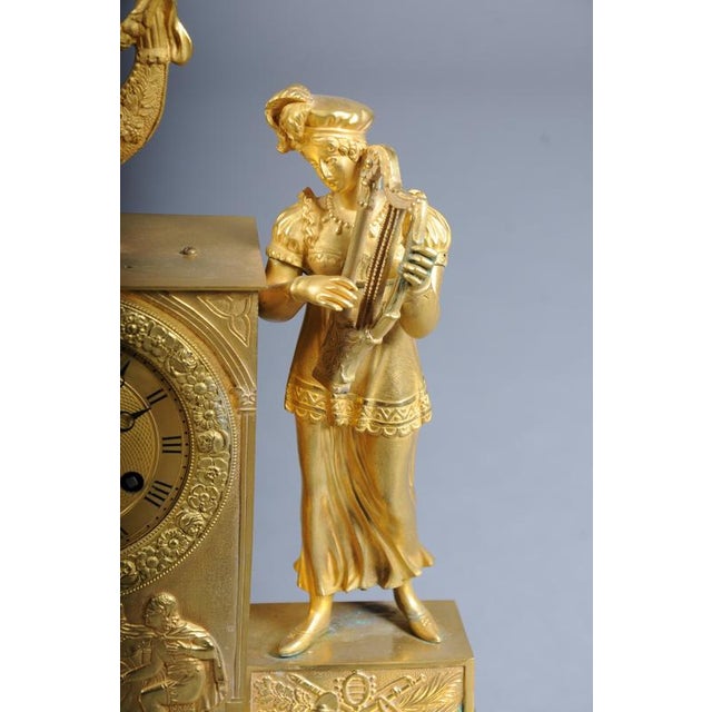 Empire Gilt Bronze Mantel Clock, Pairs, France, 1850 For Sale - Image 9 of 18