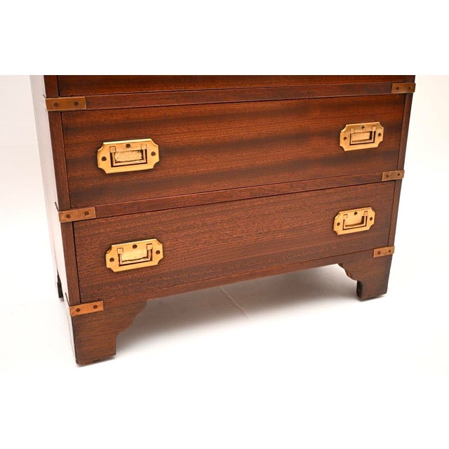 Brown Antique Military Campaign Chest of Drawers, 1930 For Sale - Image 8 of 9