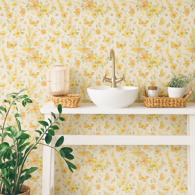 Vintage 1980s Orange Floral Motif Wallpaper For Sale - Image 9 of 9