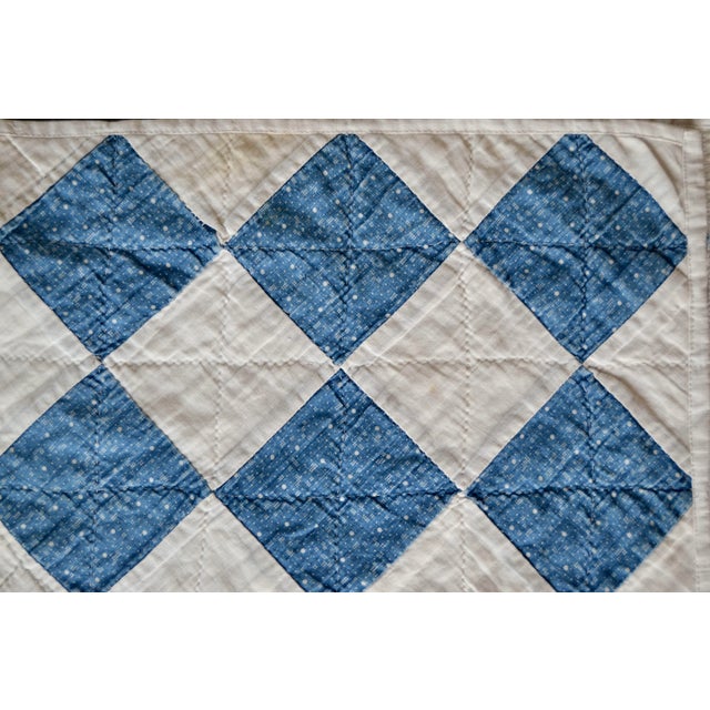 Textile 1940s Indigo and White Double Irish Chain Antique Quilt - For Sale - Image 7 of 10