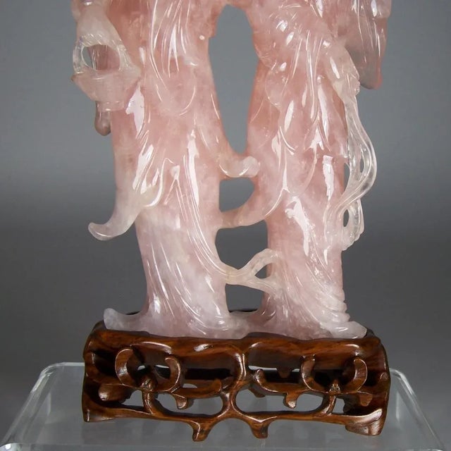 Antique Rose Quartz Carving of Two Chinese Beauties For Sale In Raleigh - Image 6 of 8