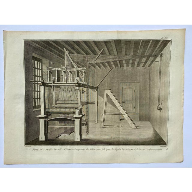 18th century engraving from Denis Diderot's Encyclopédie depicting the weaving machinery. This will be shipped rolled in a...