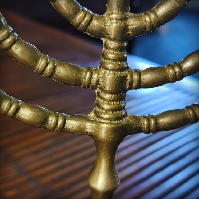1960s Bronze 7-Branched Menorah Candelabra, Israel, 1960s For Sale - Image 5 of 17