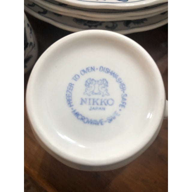 Vintage Blue and White Nikko Ming Tree Blue Chinoiserie Ironstone Set- 12 Pieces For Sale - Image 9 of 10