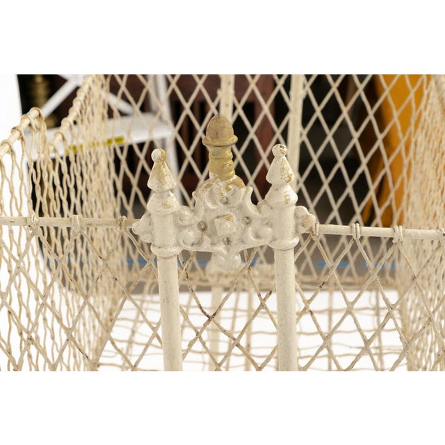 Antique Victorian Painted Wrought Iron Crib Swinging Cradle