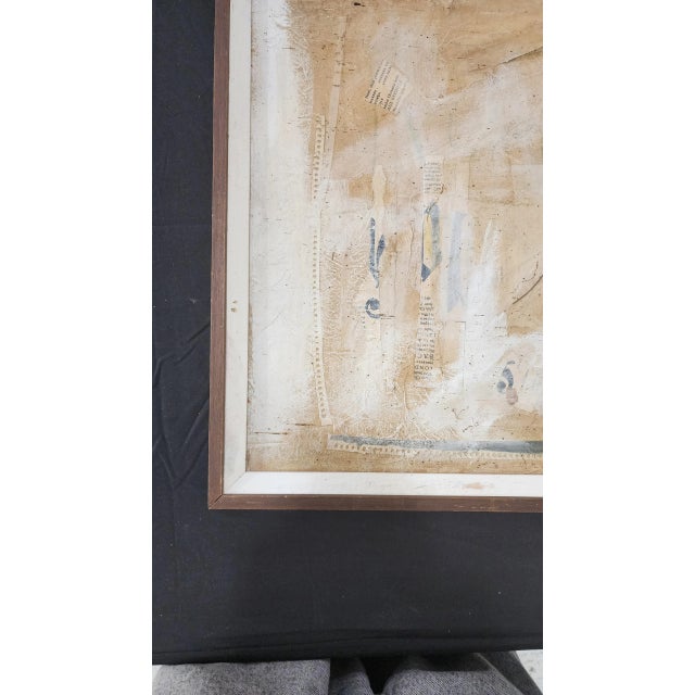 Original mid-century mixed media collage/abstract art by an artist named Sabra, signed and dated 1965 in the lower right...