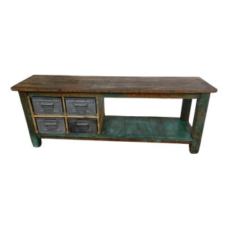 Iron and Fir Countertop Counter, 1950s For Sale