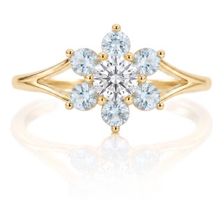 Aquamarine Flower Engagement Ring | Wedding Promise Ring | March Birthstone Ring Us 7 (All Sizes Available) For Sale