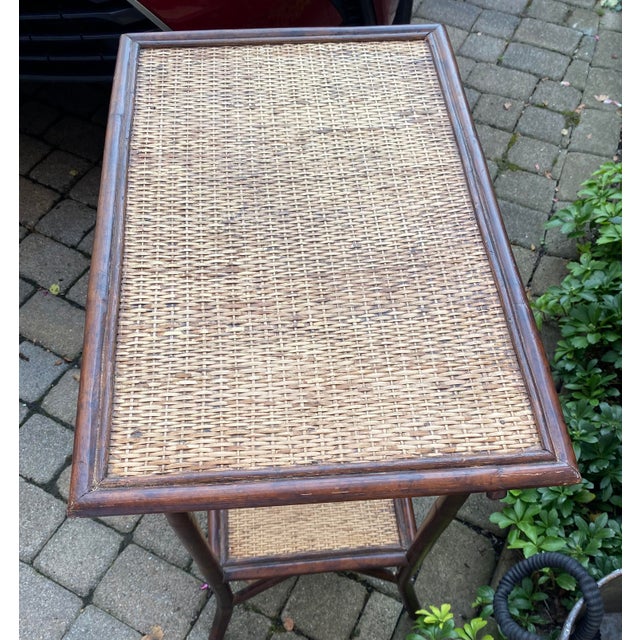 Wood Boho Chic Rattan Side Table For Sale - Image 7 of 8