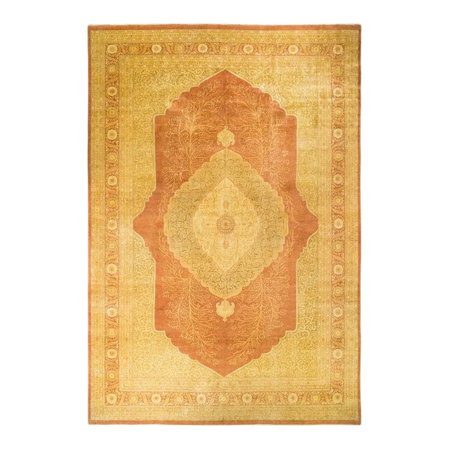 Mogul Collection Hand-Knotted Area Rug - Brown 12' 0" x 17' 8" For Sale