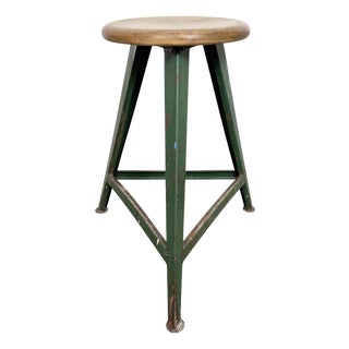 Industrial Green Workshop Stool, 1960s For Sale