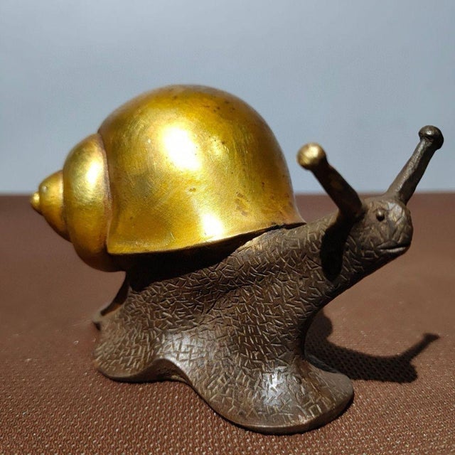 1990s Vintage Gilt Bronze Snail Sculpture / Paperweight For Sale - Image 5 of 9