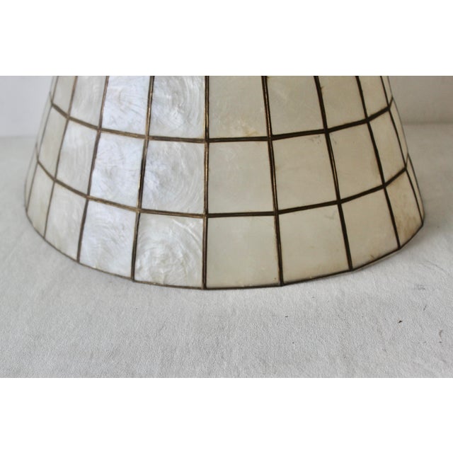 1960s Natural Capiz Shell Brass Large Lamp Shade For Sale - Image 10 of 10