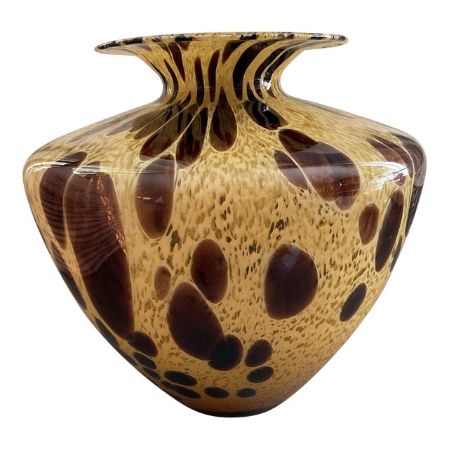 Vintage MCM Murano Style Italian Azzurra Maestri Vetrai Empoli Glass Vase For Sale