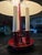 Art Deco Antique Red Metal Tole French Bouillotte Table Lamp For Sale - Image 3 of 8