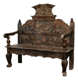 Mid 19th Century Polychrome Wood Bench