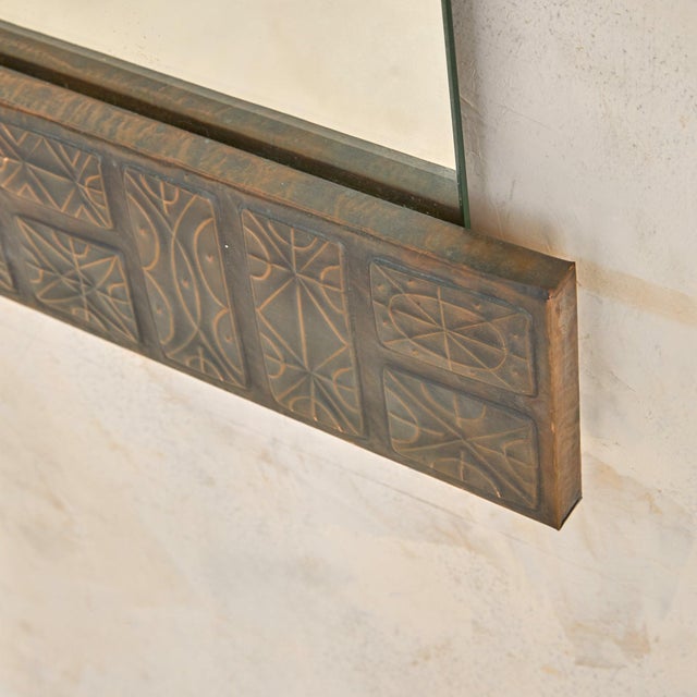 Italian Copper Wall Mirror by Santambrogio E De Berti, 1960s For Sale - Image 9 of 12