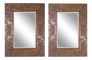 Monumental Pair of Large Bronze Wall Mirrors