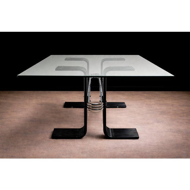 Transparent Dining Table in Iron, Chrome, & Glass, Forma, 1970s For Sale - Image 8 of 12
