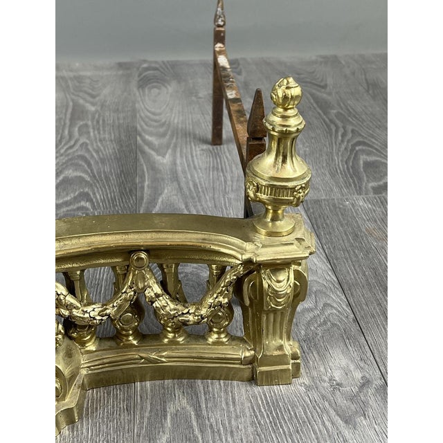 20th Century Louis XVI Style Gilt Bronze Andirons, Set of 2 For Sale - Image 3 of 9