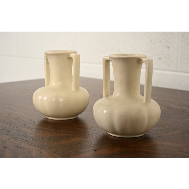 Rookwood Pottery Rookwood Pottery Arts & Crafts Glazed Ceramic Handled Vases, 1930s For Sale - Image 4 of 10