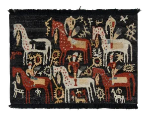 Rug & Kilim Tribal Style Rug in Black, Red Pictorial, 4x6
