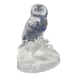 Cristal d'Arques Garanti Crystal Glass Owl Statue Figurine Bookend France