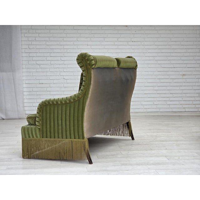 Vintage Danish Two-Seater Sofa in Green Furniture Velour, 1950s For Sale - Image 16 of 18