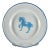 8" Mid Century Modern Kockums Jernverk Sweden Enamelware Turquoise Blue Horse Pony Plate Child's Dish For Sale