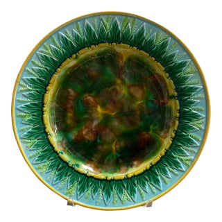 French Majolica Leaves and Grapes Plate For Sale