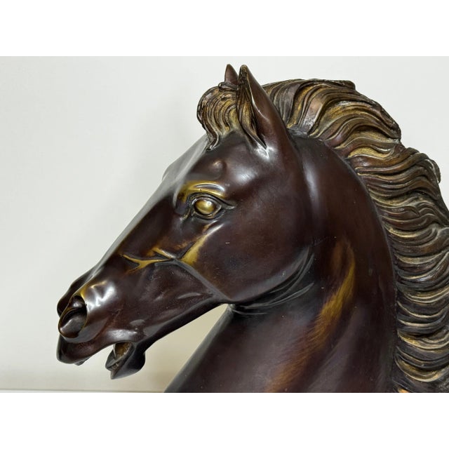Metal Mid-Century Italian Expressive Bronze Horse Head Sculpture C1950 After Raffaello Romanelli For Sale - Image 7 of 16