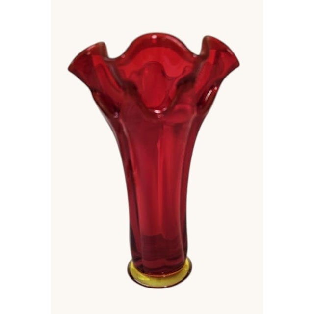 Vintage Viking Art Glass Vase Epic Amberina Flared Rim - 8 Inches - Glows For Sale In Sacramento - Image 6 of 11