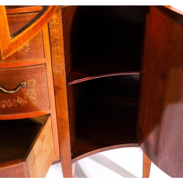 Antique 19th Century Marquetry Serpentine Display Cabinet from Edwards & Roberts For Sale - Image 15 of 18